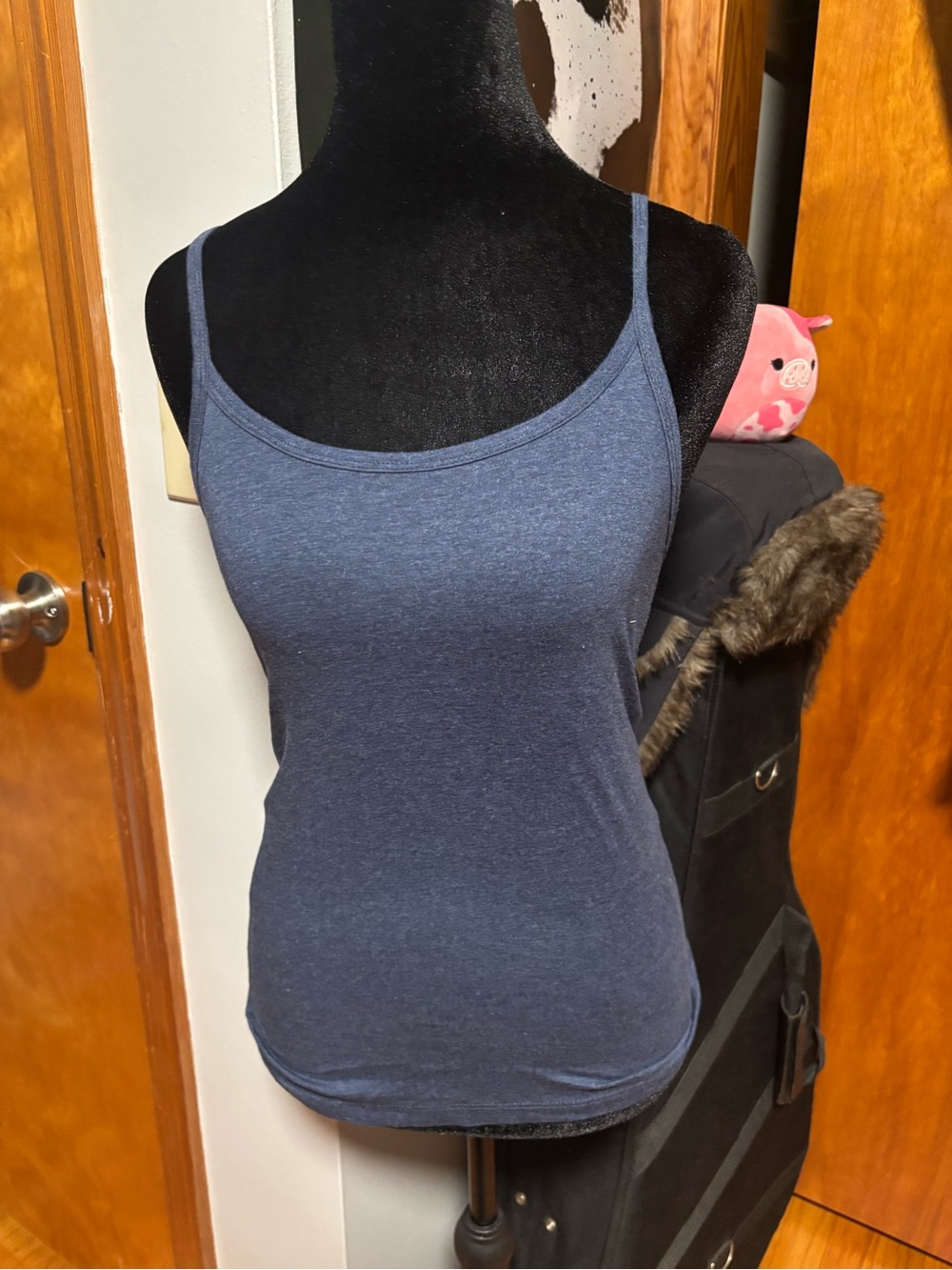 Women's Navy Blue Spaghetti Strap Tank Top